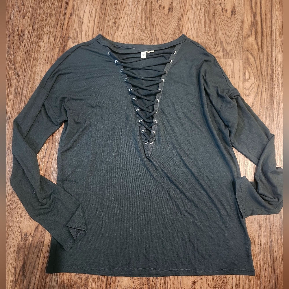 Express lace up neck top